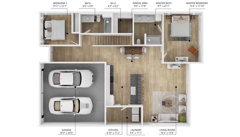 Floor plan for 3 beds, 3 baths, 2170 sqft